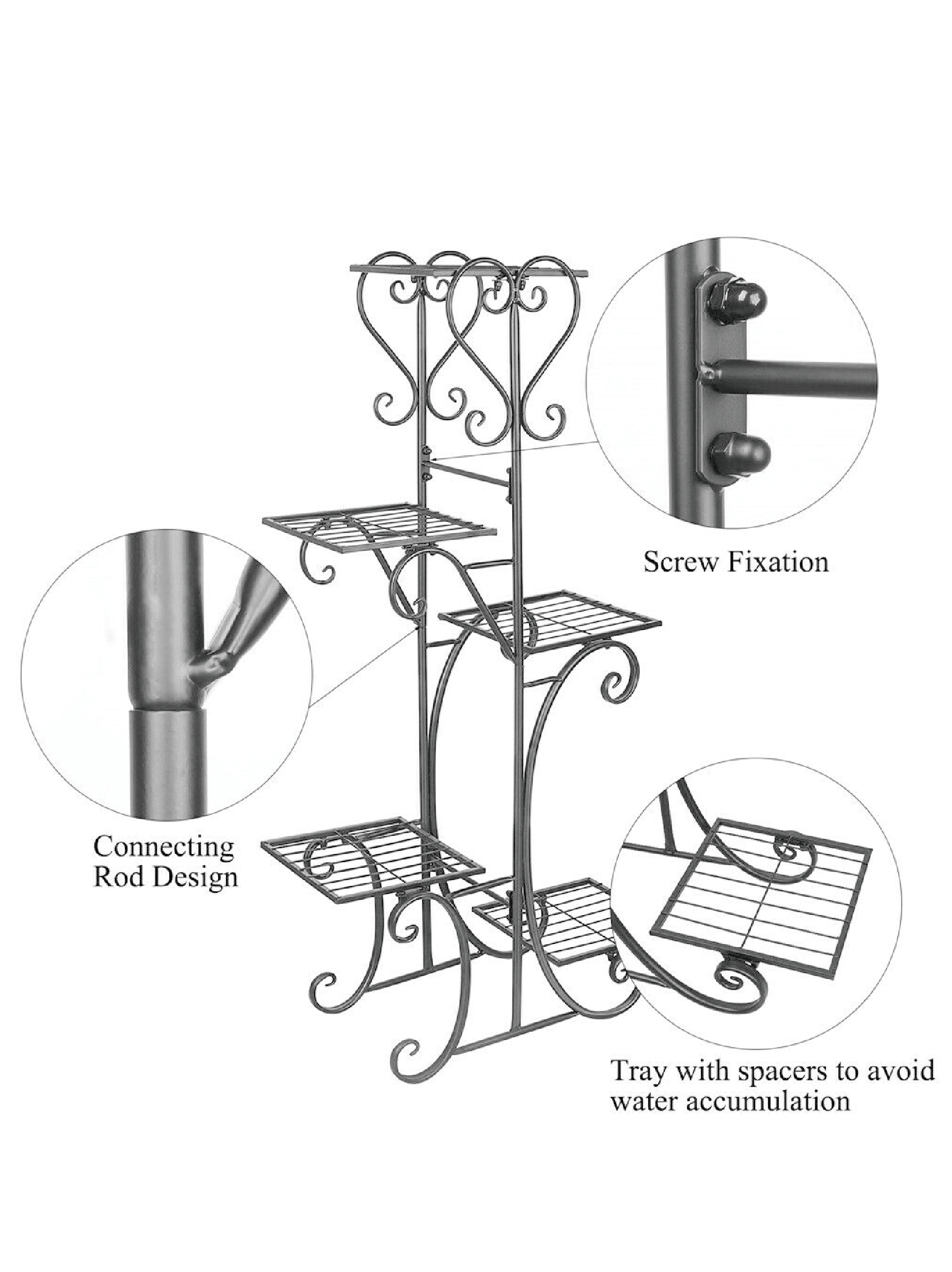 Garden 5 Tier Metal Flower Pot Holder Plant Stand Shelf Rack Planter Display