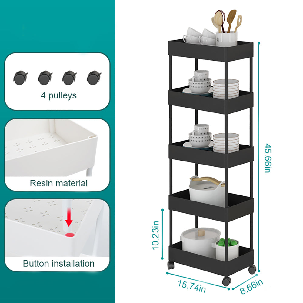 Multi-Layer Cart Shelf Storage Rack Vegetable Kitchen Removable Floor Bathroom