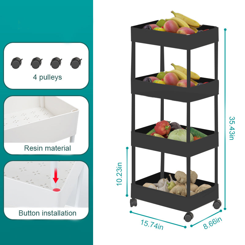 Multi-Layer Cart Shelf Storage Rack Vegetable Kitchen Removable Floor Bathroom