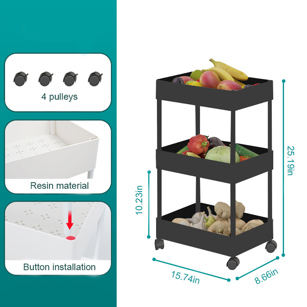 Multi-Layer Cart Shelf Storage Rack Vegetable Kitchen Removable Floor Bathroom